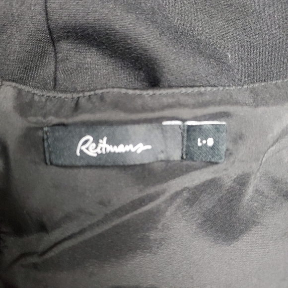 REITMANS Square Neck Sleeveless Sheath Black Dress Metal Eyelet Front Slit - Picture 12 of 14